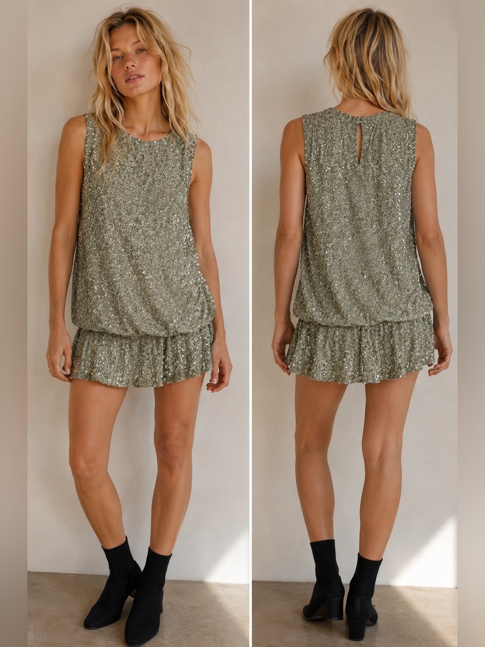 ✨ ZARA Woman ZW Collection Silver Sequin Mini Dress | Size L | NWOT
